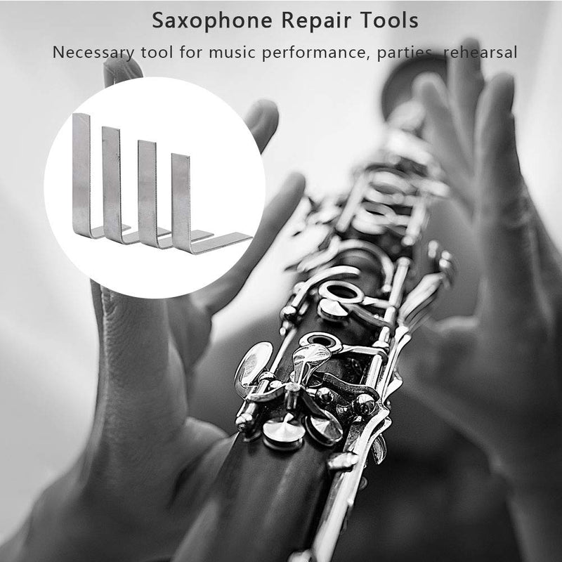 Saxophone Repair Tools, 4Pcs Steel Saxophone Repair Tools L‑Shaped Key Cover Correction Tool Soprano Alto Tenor Saxophone