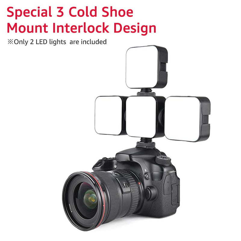 Docooler Mini LED Video Light Photography Fill-in Lamp 6500K Dimmable 5W with Cold Shoe Mount Adapter Compatible with Canon Compatible with Nikon Compatible with DSLR Camera Pack of 2pcs