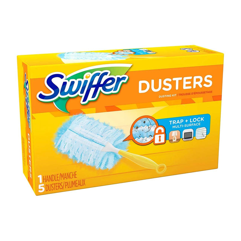 Swiffer Duster Starter Kit, 6-in Handle and 5 Cloths in a Box, Sold by the Box