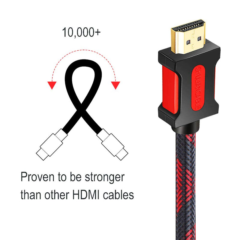 SHULIANCABLE HDMI Cable, Supports 1080p, UHD, FHD, 3D, Ethernet, Audio Return Channel for Fire TVHDTV/Xbox/PS3 (16Ft/5M Red) 1 16Ft/5M Red