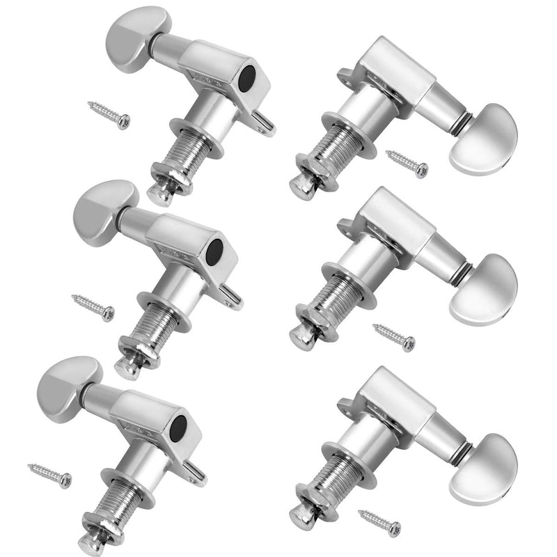 lotmusic Guitar Tuning Pegs, Tuners Machine, 18:1 3L3R, Tuner Keys Heads, Closed Chrome for Luthier DIY Repair (Shape A) Shape A