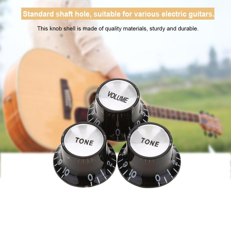 3Pcs Electric Guitar Top Hat Knobs Black Traditional Replacement Volume and Tone Knob - 1 Volume and 2 Tone Knobs for Electric Guitar