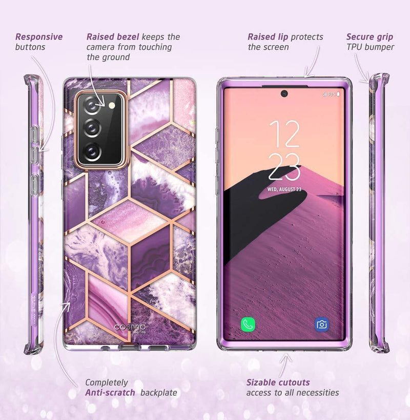 i-Blason Cosmo Series Case Designed for Galaxy Note 20 5G 6.7 inch (2020 Release), Protective Bumper Marble Design Without Built-in Screen Protector (Ameth) Ameth