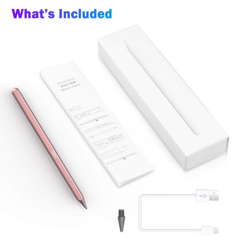Stylus Pen for iPad Air 4th Generation, Pencil for 2018-2021 Apple iPad Pro 11/12.9", iPad 6th/7th/8th/9th Gen, iPad Mini 5th 6th Gen, iPad Air 3rd/4th Gen, Support Palm Rejection & Tilt (Pink) RoseGold