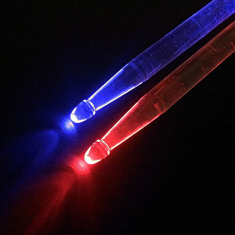 YiPaiSi 5A Acrylic Drum Stick Red & Blue Glow LED Drumsticks, Lighted Drumsticks, Light LED Drumsticks, Bright LED Light Up Drumsticks, Glow in The Dark Jazz Drumsticks (Red & Blue)