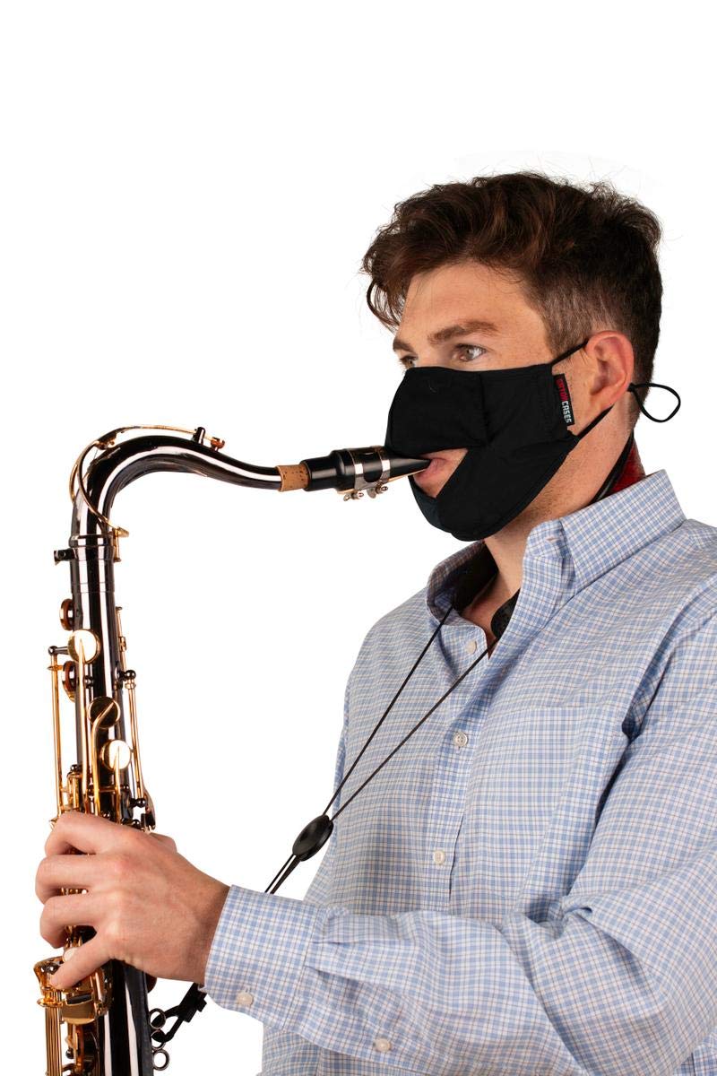 Gator Cases Double-Layer Face Mask with Magnetized Cotton Flap, Ideal for Wind Instrument Performance, Drinks, Events and Travel;  Medium (GBOM-MEDIUMBK)