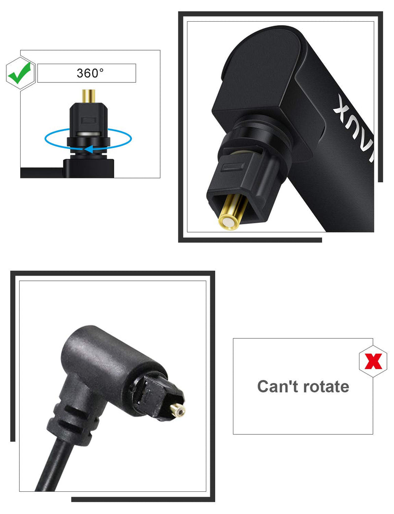 VANAUX 90 Degree Optical Audio Cable Digital Toslink S/PDIF Audio Cable for Home Theater,Sound Bar,TV,Xbox,Playstation - Black (26ft/8m) 26ft/8m