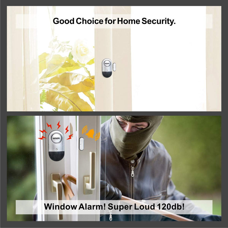 Door Window Alarm 2 Pack Noopel Home Security Wireless Magnetic Sensor Burglar Anti-theft 120DB Alarm with Batteries included - DIY Easy to Install (2)