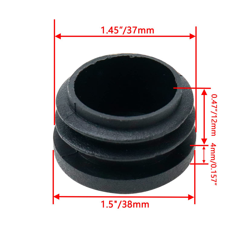 Bitray 20PCS Round Plastic Plug Insert Fits 1.5" Outer Dia Tube Black End Cap Glide Insert Plugs