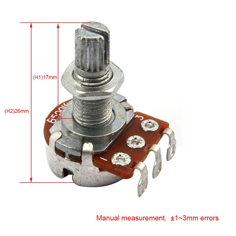 BQLZR Guitar Potentiometer B500k 16mm Base Dia 18mm Shaft Pack of 10