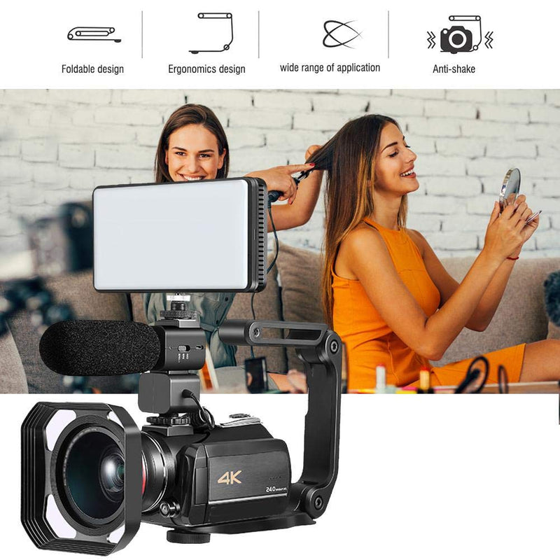 Extension Stabilizer Holder Grip for DSLR Digital Camcorder, Video Filming Camera Protective Handle with Universal Microphone Flash External Screw Hole