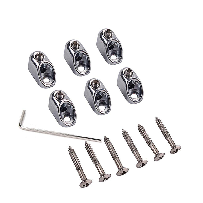 Alnicov Headless Electric Bass Guitar String Nut Set with 1 Wrench 6 Screws for Guitar Parts - Chrome