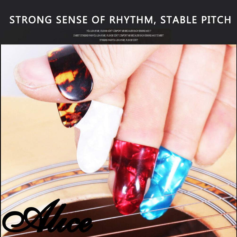 12 Pieces Thumb Picks Finger Picks, Medium, Flat Thumbpicks Celluloid Guitar Thumb Picks for Acoustic Guitar (Thumb Picks,6 Color)