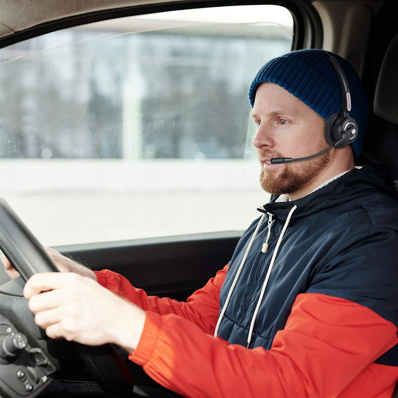 Trucker Bluetooth Headset with Microphone, Wireless Headphone with Microphone, Wireless Cell Phone Headset On Ear Design for Home Office Call Center Skype