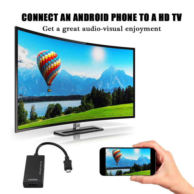 Micro USB to HDMI Adapter Android Phone to HD TV Adapter - Super High Resolution up to 1080P and 8-Channel Stereo Sound - Stable Signal Transmission,W