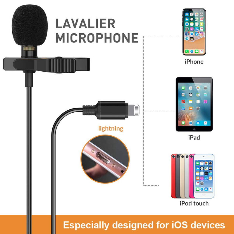 [AUSTRALIA] - Professional Lapel Microphone Omnidirectional Condenser Microphone for Streaming and Recording, Lavalier Microphone Compatible with iPhone Perfect for Audio Video, YouTube, Interview (6.6ft) 