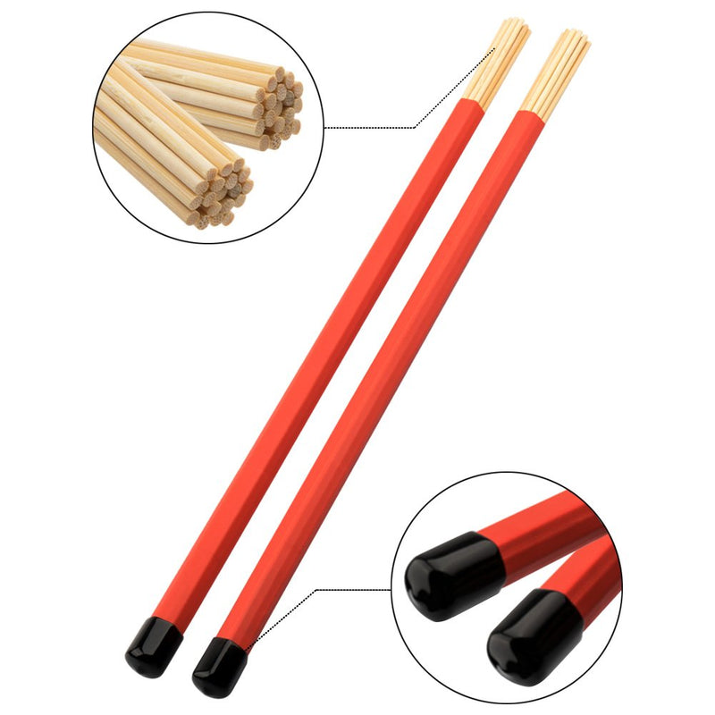 NABLUE Drum Sticks Brush Set - 1 Pair 5A Maple Wood Drum Sticks 1 Pair Drum Wire Brushes Retractable Drum Stick Brush and 1 Pair Rods Drum Sticks with Storage Bag for Jazz Acoustic Music Lover Gift