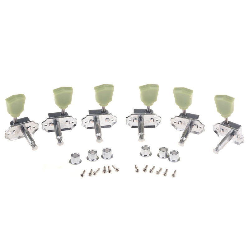 Musiclily 3R3L Vintage Guitar Tuners Machine Heads Tuning Keys Pegs Set for Epiphone Les Paul Style Guitar Parts, Chrome with Keystone Button