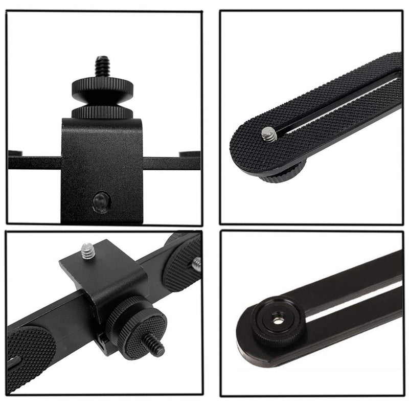 [AUSTRALIA] - Walway Straight Triple Head Bracket Tripod Mount for 1/4 inches Screw DSLR Camera LED Light Flash Light Microphone and More, with Hot Shoe Socket 