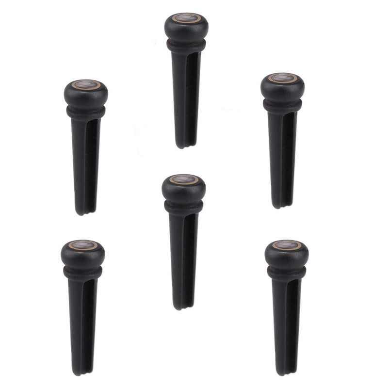 Acoustic Guitar Bridge 6PCS Ebony Guitar Bridge Pins Inlaid Abalone Dot Brass Rings Replacement