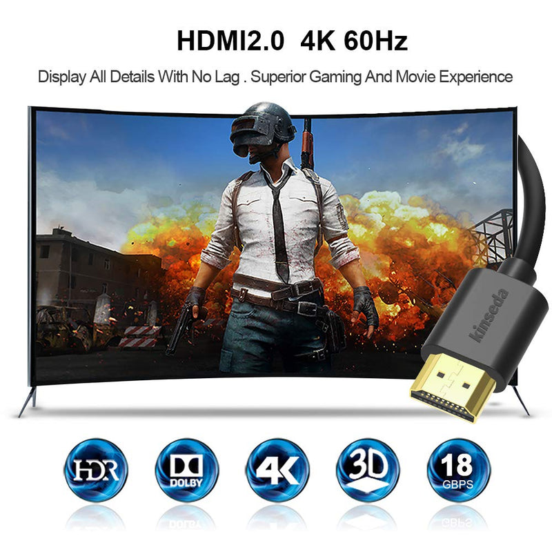 4K HDMI Cable High Speed 18Gbps HDMI 2.0 Cord 3ft Supports to 4K 60Hz UHD 2160p 1080p 3D HDR Ethernet Audio Return（ARC） UL Rated - 2PCS 3FT+3FT