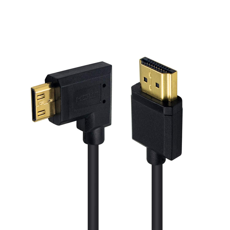 [AUSTRALIA] - Duttek Mini HDMI to Standard HDMI Cable, Mini HDMI to HDMI Coiled Cable, Ultra-Thin Right Angled HDMI Male to Mini HDMI Male Coiled Cable Support 4K Ultra HD, 1080p, 3D (HDMI 2.0) (1.2M/4FT) Right Angled 1.2M 