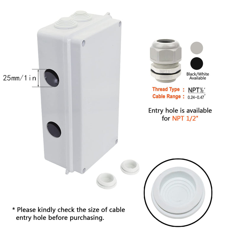 [AUSTRALIA] - LeMotech ABS Plastic Dustproof Waterproof IP65 Junction Box Universal Electrical Project Enclosure White 7.9 x 3.9 x 2.8 inch (200 x 100 x 70 mm) 7.9" x 3.9" x 2.8" 