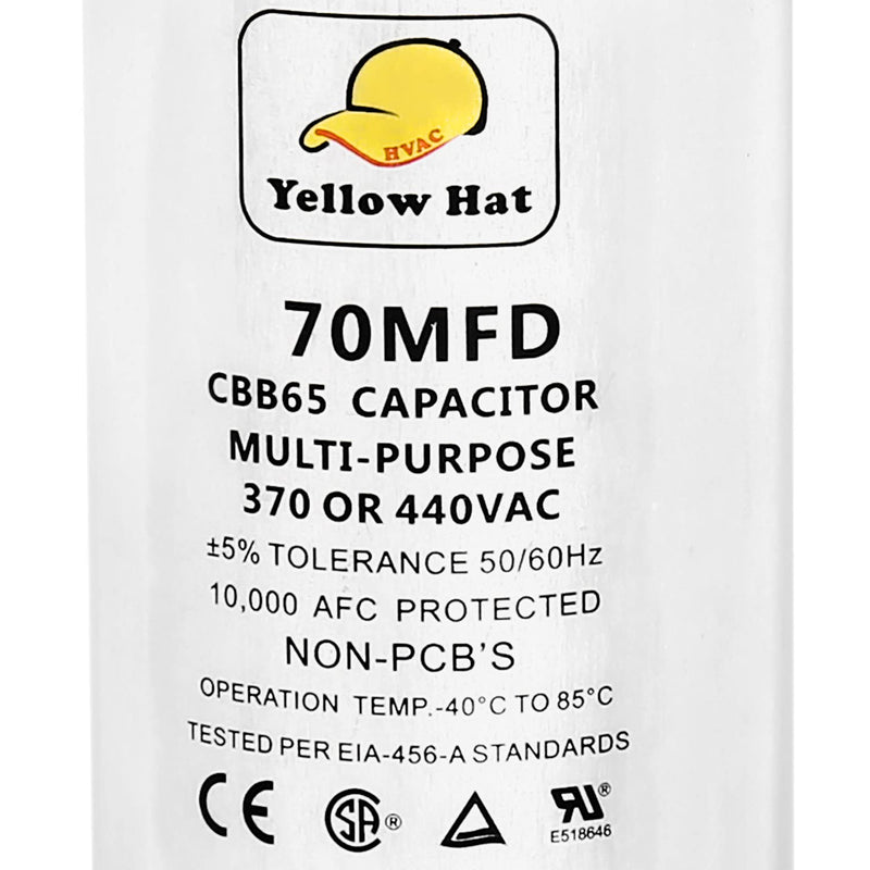 Capacitor for Air Conditioner 70 uf MFD 370 or 440 Volt VAC, Multi-Purpose Round Capacitor-5 Year Warranty 70MFD