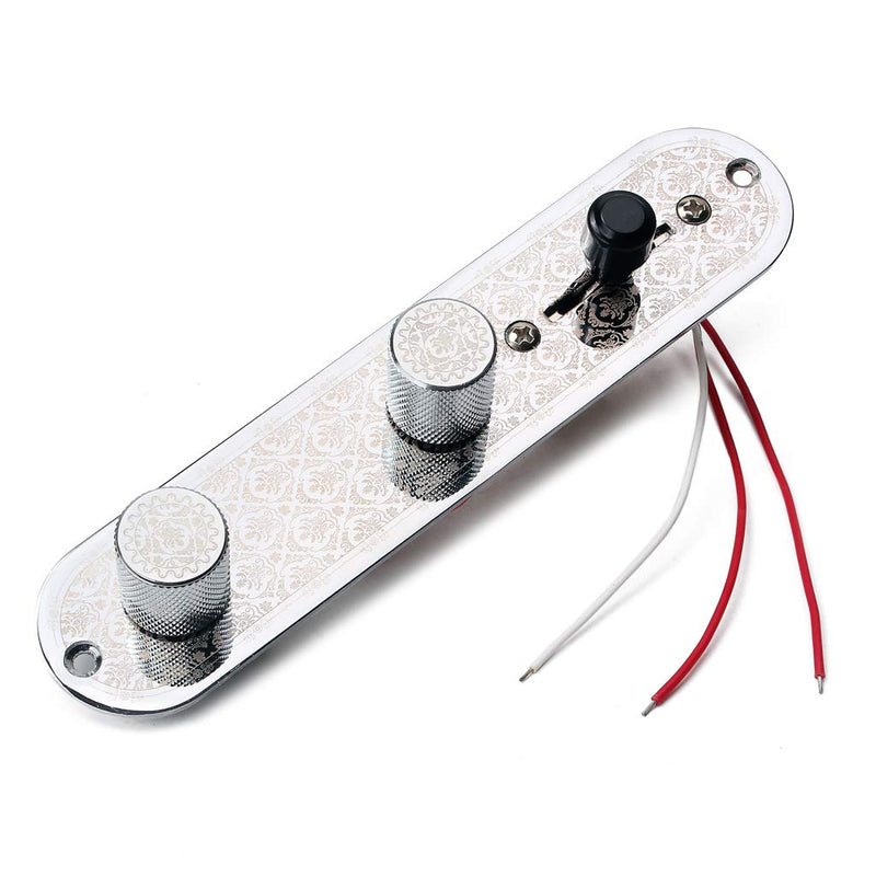 Alnicov Fully Loaded Control Plate Pre-Wired 3-Way Control Plate With Wiring Harness For Fender Tele Telecaster Electric Guitar,Chrome