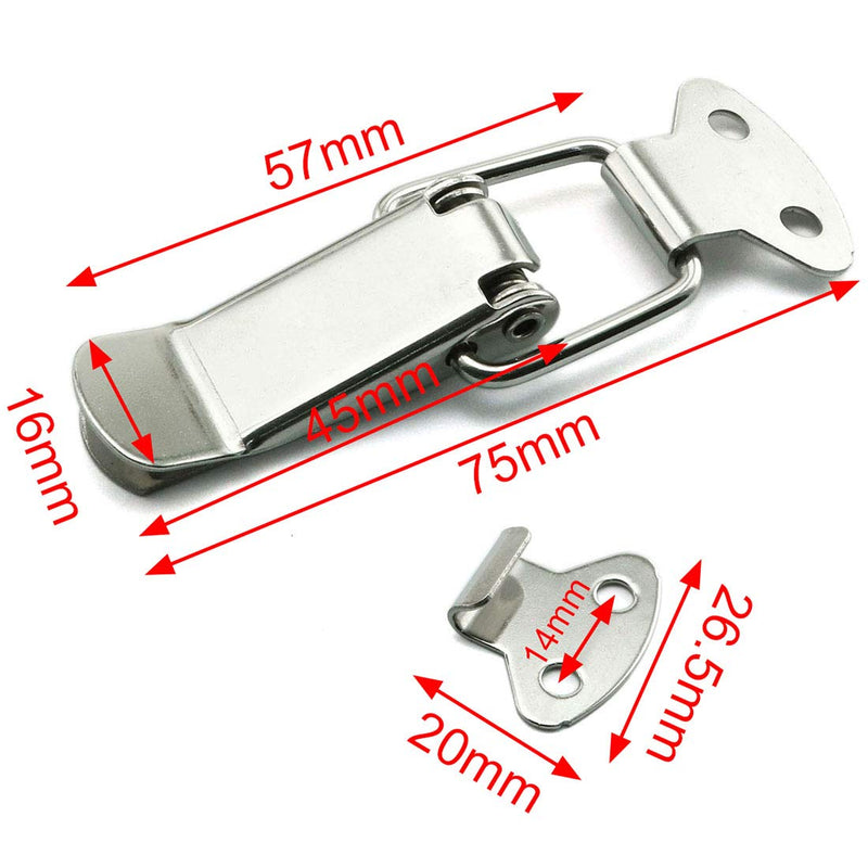 HJ Garden 4pcs Spring Loaded Toggle Latch Hasp,304 Stainless Steel Box Cabinet Latch Catch Hasps 75mm/2.95 in L105-75mm