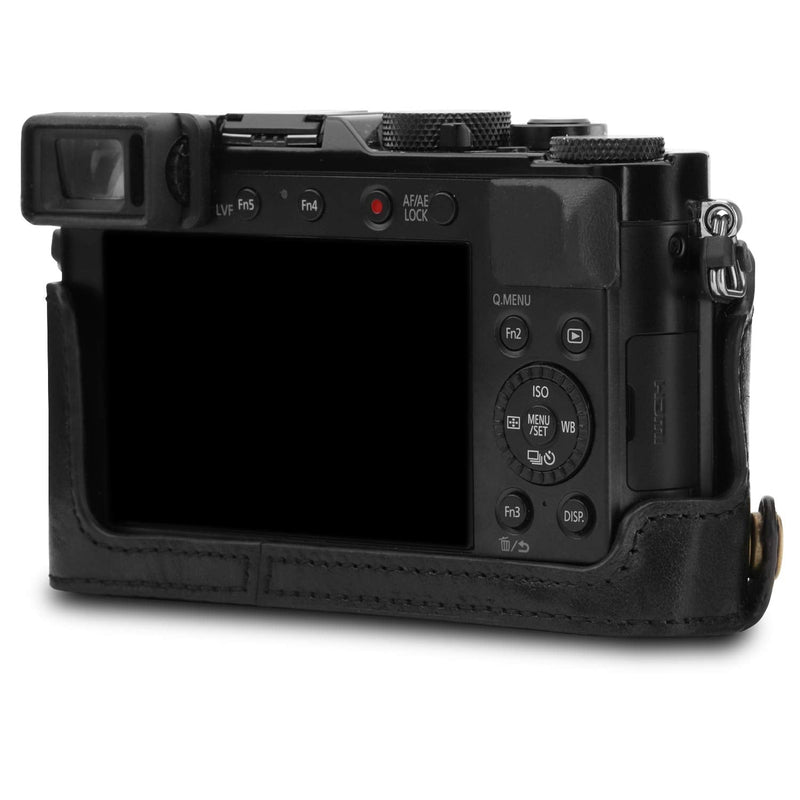 [AUSTRALIA] - MegaGear MG1563 Ever Ready Genuine Leather Camera Half Case Compatible with Panasonic Lumix DC-LX100 II - Black One Size 
