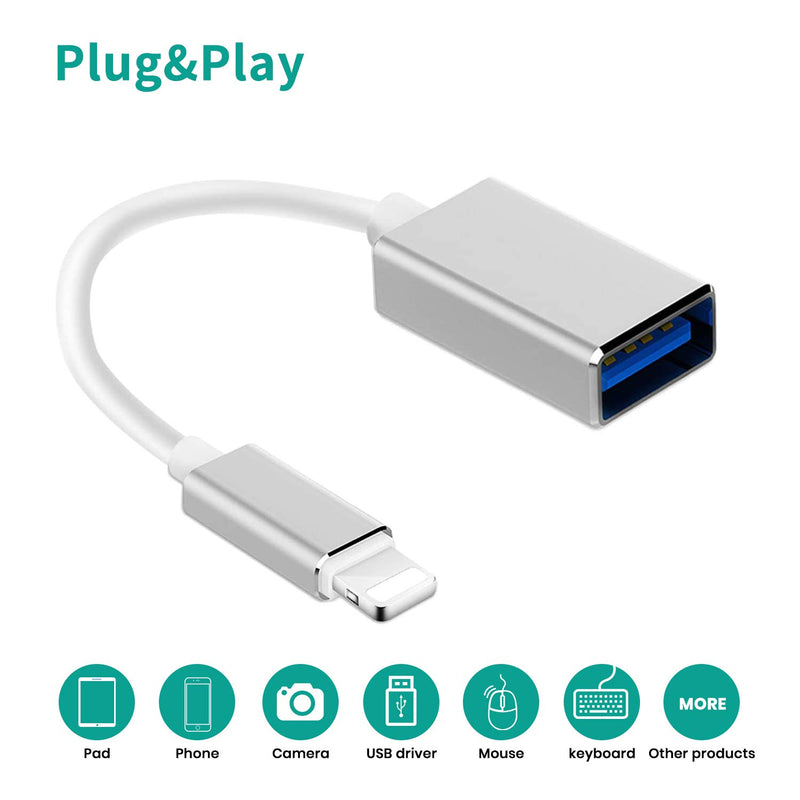 USB Camera Adapter, MeloAudio iOS Male to USB 3.0 Female USB OTG Extension Cable Compatible iOS 9.2 or Later, Support Card Reader USB Flash Drive Mouse MIDI Keyboard Piano Microphone Audio Interface