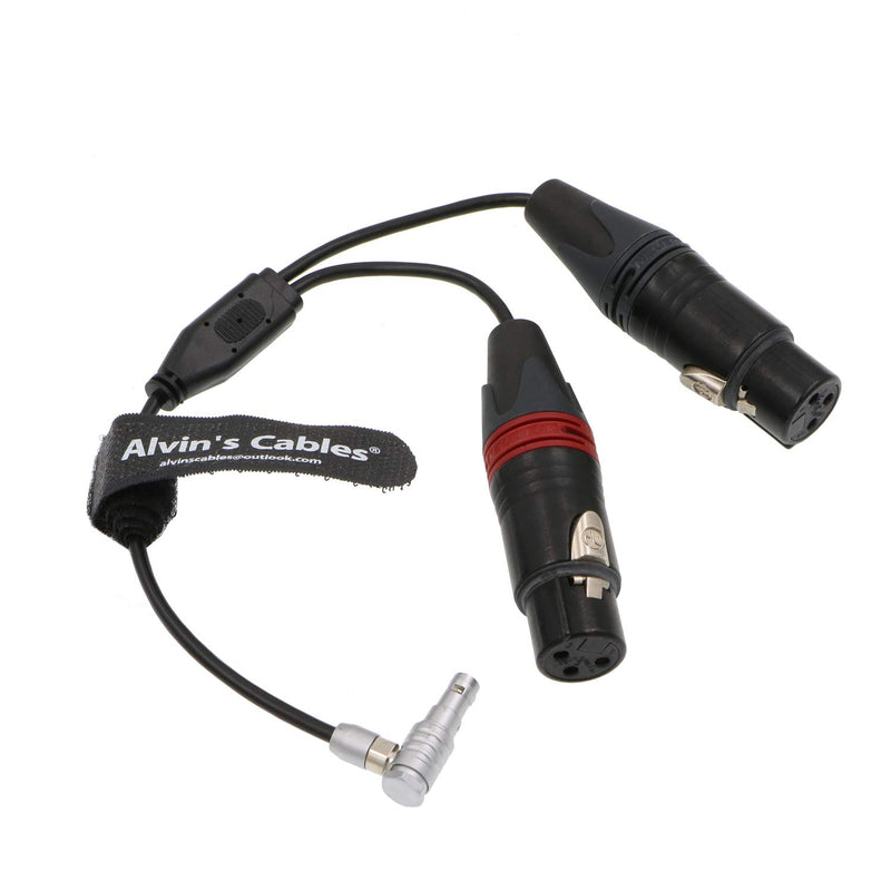 Alvin's Cables Right Angle 5 Pin Male to Two XLR 3 Pin Female Audio Input Cable for Z CAM E2 Camera Right Angle 5pin