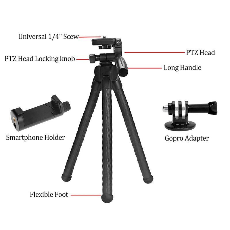 Flexible Camera Tripod, Trekoo Portale Travel Tripods with Bluetooth Remote and Phone Stand Holder for Canon/Nikon/Sony DSLR/GoPro/Action Cam/Smartphone Shooting, Compatible with Phone/Android