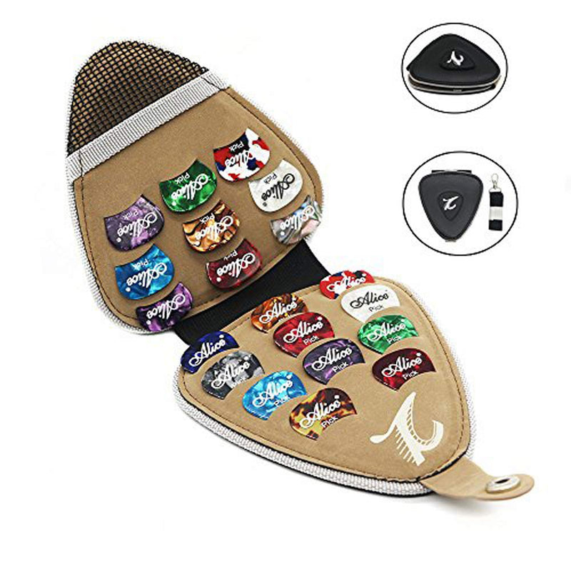 Guitar Picks Holder with 20pcs Acoustic Electric Guitar Picks Variety Pack Mixed Thickness Picks, PU Leather Guitar Plectrums Bag Case Gift for Guitar Players Kids 20pcs Guitar Picks Holder