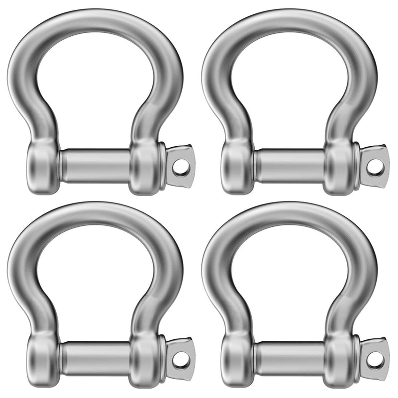 4 Pcs 5/16 Inch 304 Stainless Steel D Ring Shackles 8 mm Screw Pin Anchor Shackle for Traction Steel Wire, 8 mm