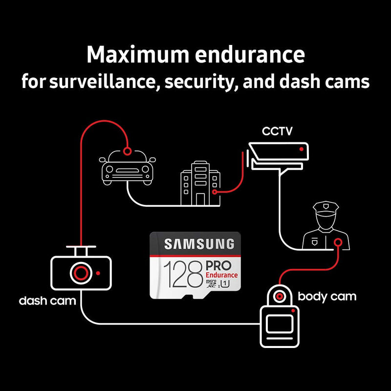 Samsung PRO Endurance 128GB 100MB/s (U1) MicroSDXC Memory Card with Adapter (MB-MJ128GA/AM) 128 GB