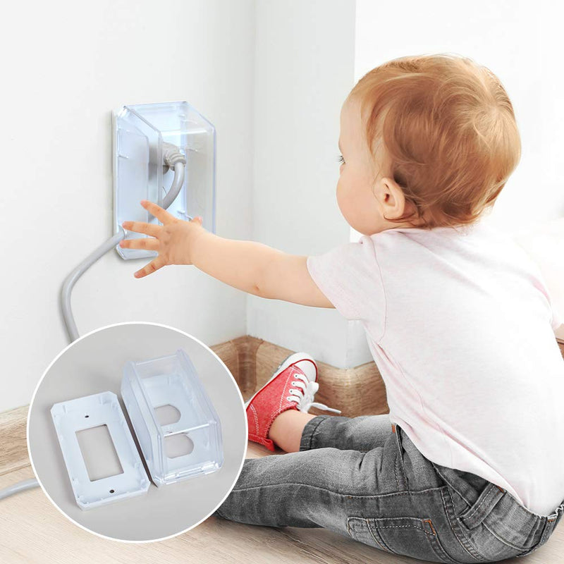 EUDEMON Baby Safety Electrical Outlet Cover Box Childproof Large Plug Cover for Babyproofing Outlets Easy to Install & Use (Transparent) Transparent