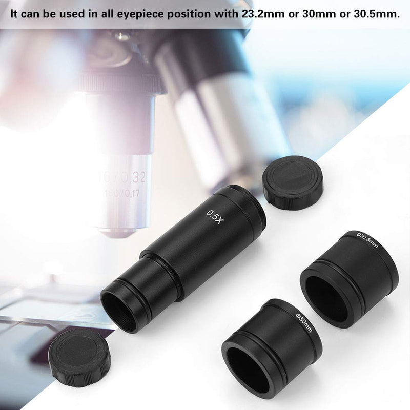 Microscope Adapter 0.5× C-Mount Lens Adapter Set 23.2mm/30mm /30.5mm Ports for CCD Camera and Digital Eyepiece