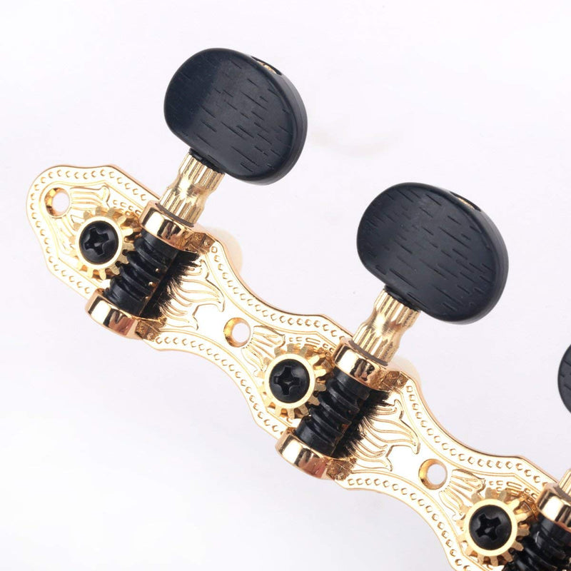 Musiclily Pro Set of 2 x 3 on A Plate Baker Style Classical Guitar Machine Heads Tuning Pegs Keys Tuners, Gold