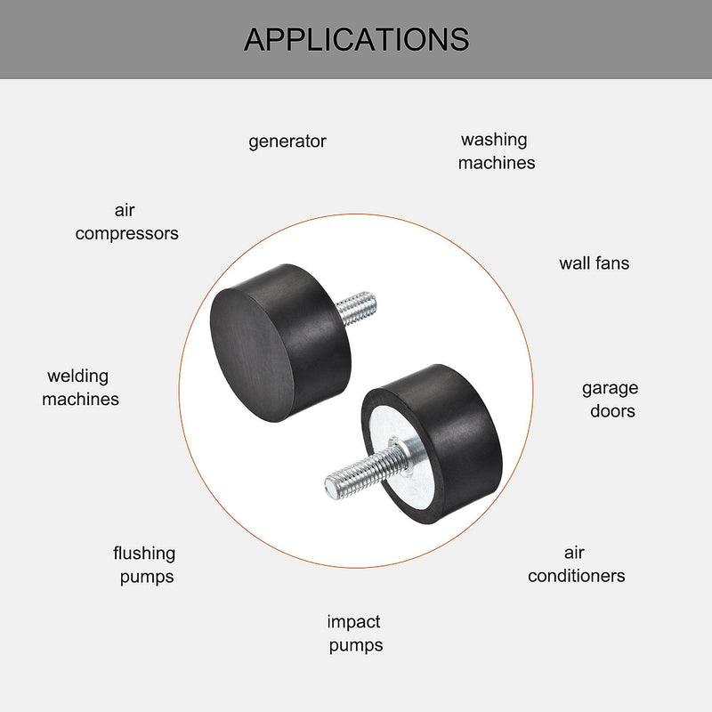 uxcell M8 Rubber Mounts, 2pcs Male Thread Shock Absorber, for Motor Generator Compressor Garage Reverse Pump Impact Air Generator Bobbins, D40mmxH20mm