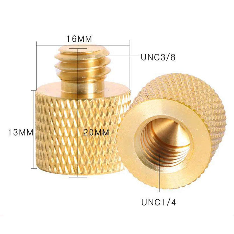 Standard 1/4"-20 Female to 3/8" -16 Male Tripod Thread Reducer Screw Adapter (Brass) Precision Made, Accessories for Microphone Holder Screw to Camera Tripod Screw Adapter Conversion Connector(4 Pack) 3/8 male to 1/4 female