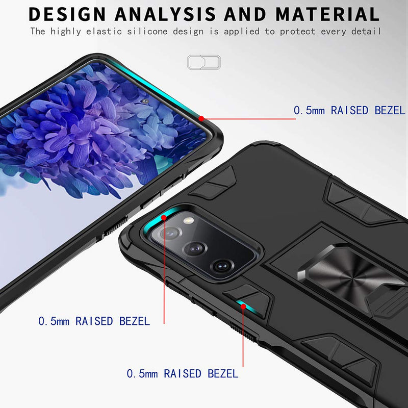 Samsung Galaxy S20 FE Case Galaxy S20 FE 5G Case Military Grade Built-in Kickstand Case with Stand Holster Armor Heavy Duty Shockproof Cover Protective Case for Galaxy S20 FE Phone Case (Black) Black