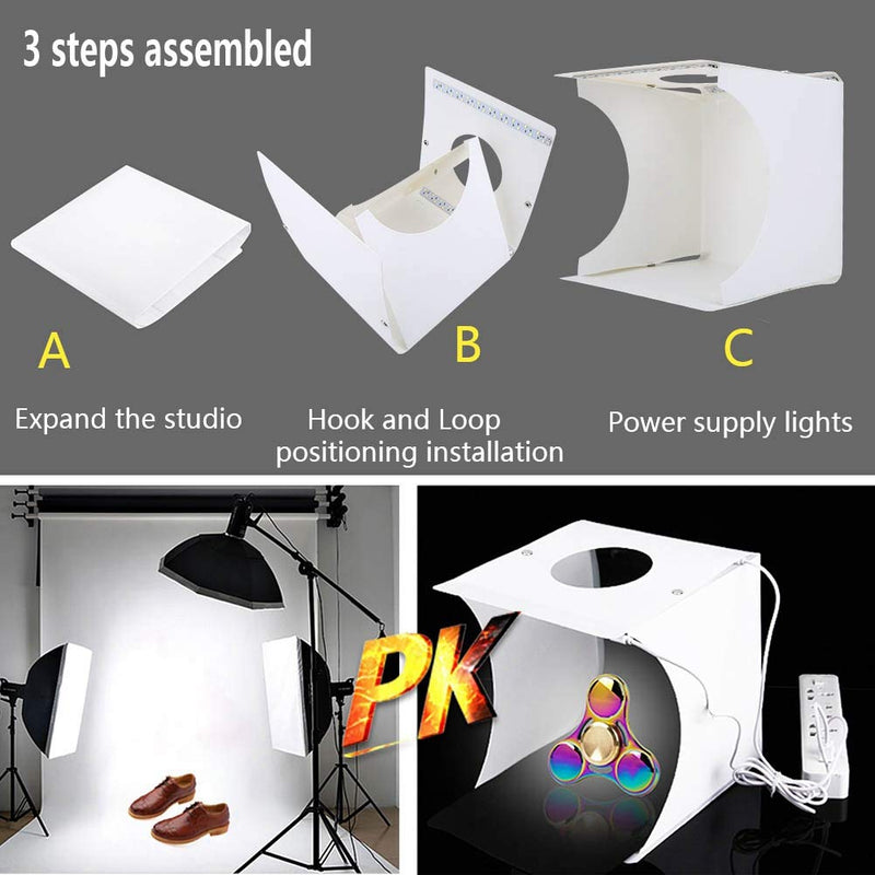 Mini Portable Photo Studio Shooting Tent,VBESTLIFE Small Foldable LED Light Box Kit with Color Backgrounds for Photography