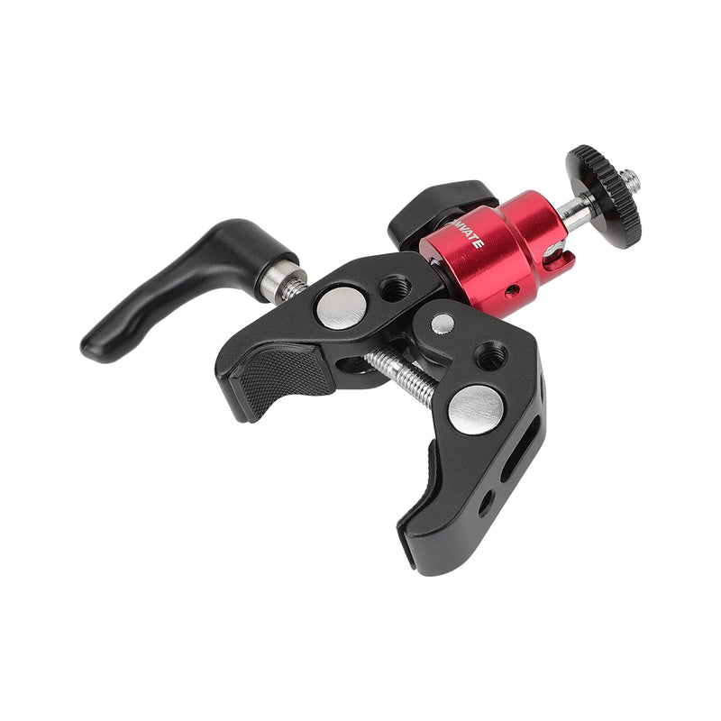 [AUSTRALIA] - CAMVATE Universal Super Crab Gripper Clamp with Strengthened Screw Knob + Adjustable 1/4"-20 Ball Head Support (Red) Holder - 2882 