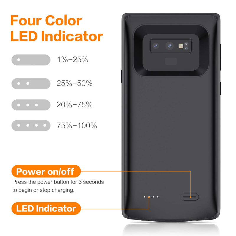 Battery case for Samsung Galaxy Note 9,JUBOTY Ultra-slim High Capacity 5000mAh Extended Charging Case for Galaxy Note 9 Portable Rechargeable Battery Pack Charger Case