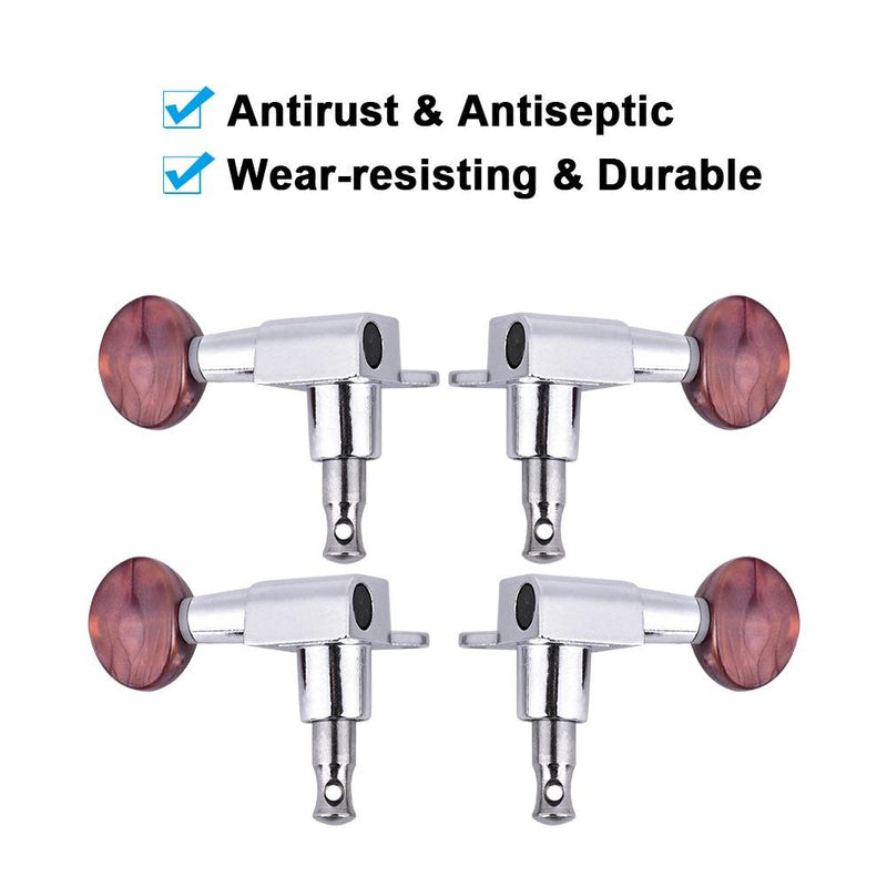 Ukulele String Tuning Pegs, 2L2R Silver Enclosed Locking Tuners Red Round Machine Heads for Ukulele 4 String Guitars