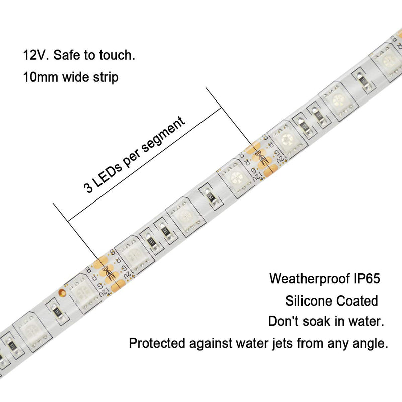 [AUSTRALIA] - elcPark 5M 16.4ft Multi-Color Changing Color RGB LED Strip Lights 300 SMD 5050 Waterproof IP65 DC12V 72W 