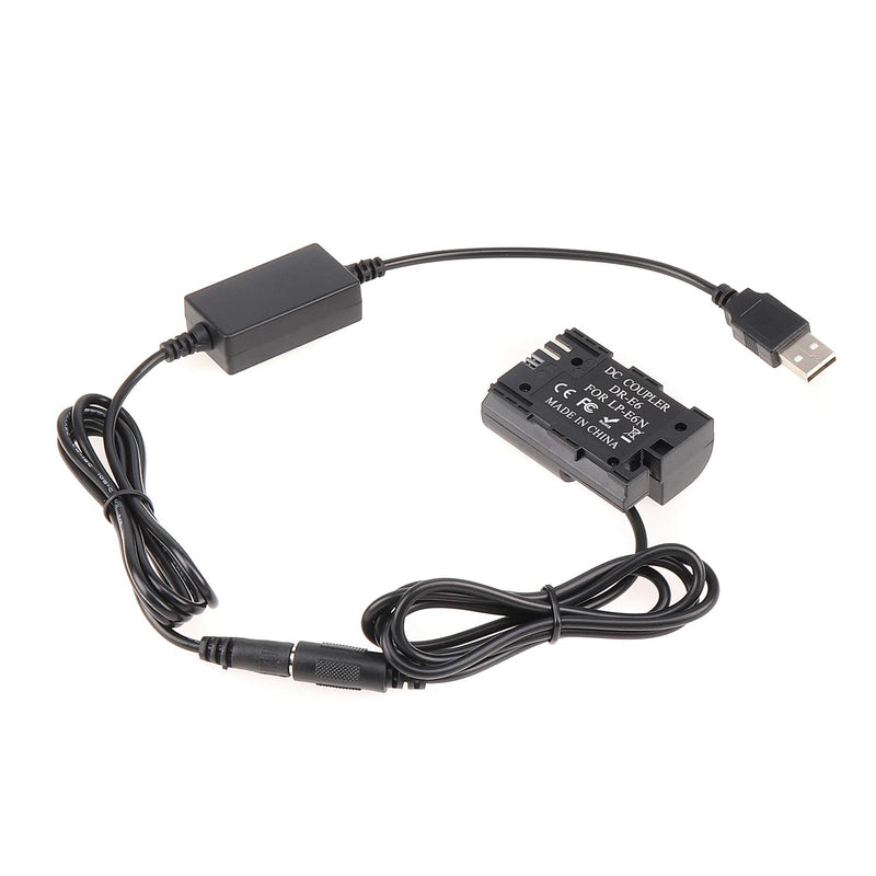 [AUSTRALIA] - Foto4easy LP-E6 DC Coupler Dummy Battery with 5V 2A USB Cable for Canon EOS 5D 5DS 6D 7D 70D 80D 5D Mark II 7D Mark II EOS R DSLR Cameras 