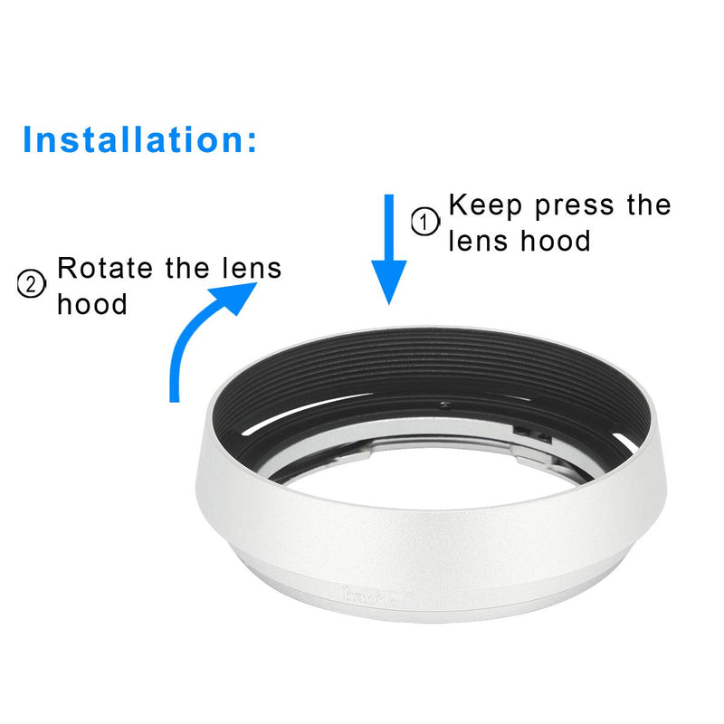 Haoge LH-ZM36 Bayonet Metal Round Lens Hood Shade Compatible with Carl Zeiss Distagon T 1.4/35 35mm f1.4 f/1.4 ZM Lens Silver Round - Silver
